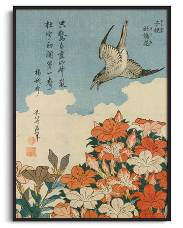 Inspiration Coucou et azalées Hokusai - peinture à l'huile